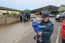 Rachel Robey and her daughter on the set of The Levelling